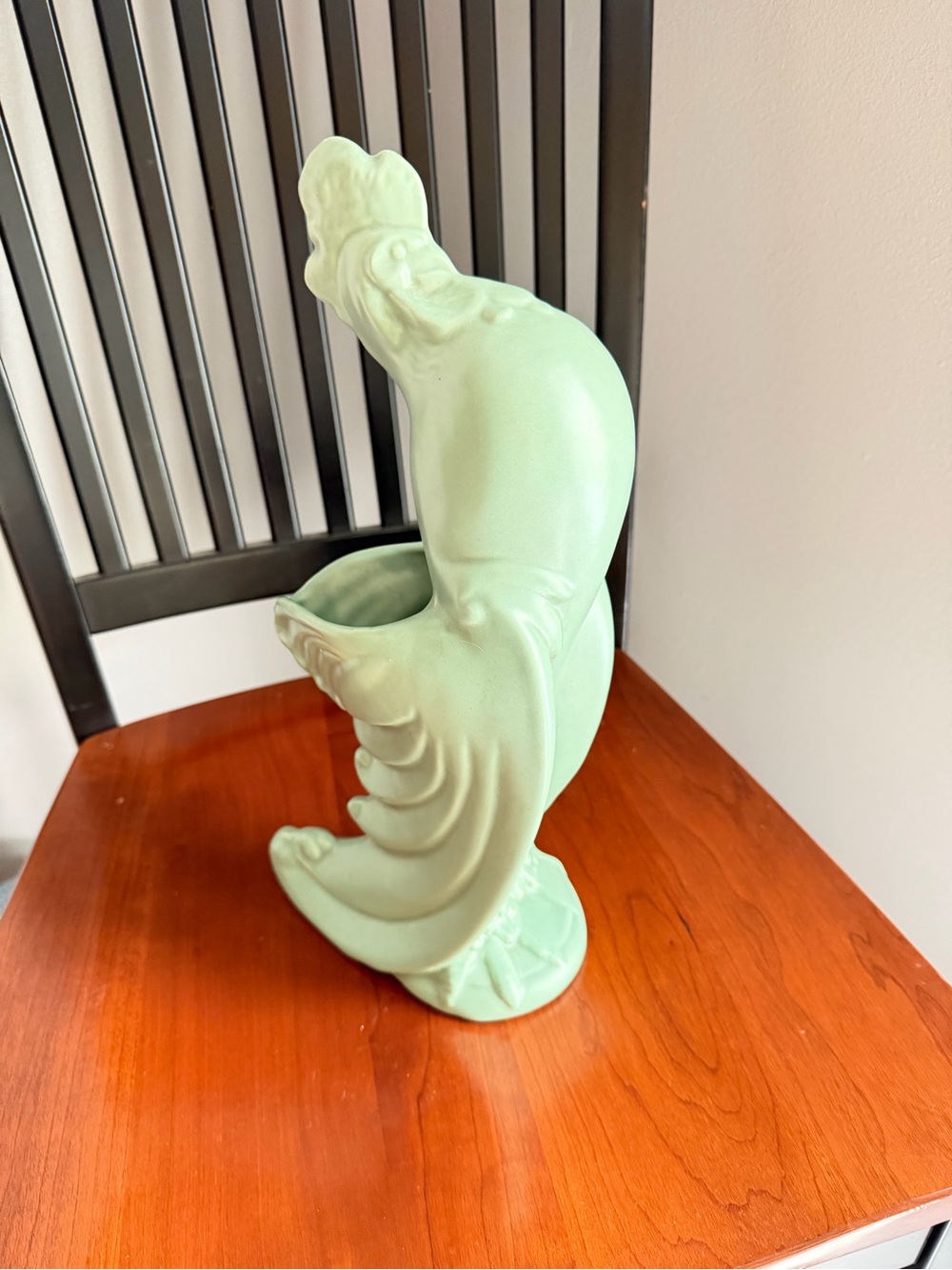 Ultra rare Art deco McCoy rooster Mint Green Ceramic Vase